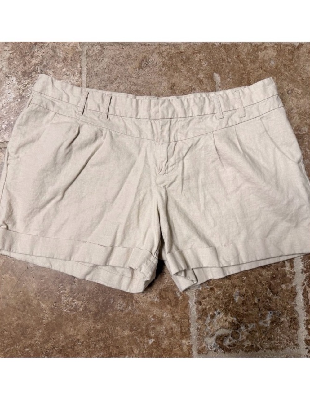 Metro 7 Women's Size 16 Cream Linen Cotton Blend Shorts